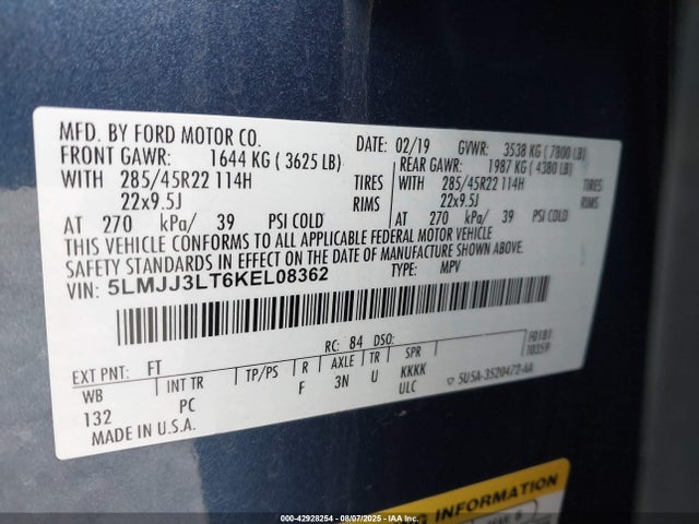 5LMJJ3LT6KEL08362 Lincoln gtdi