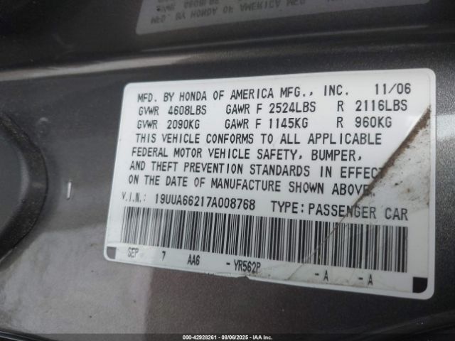 2007 ACURA TL 19UUA66217A008768 Photo 8