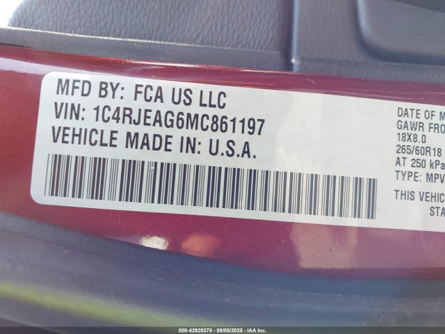 1C4RJEAG6MC861197 Jeep Grand Cherokee
