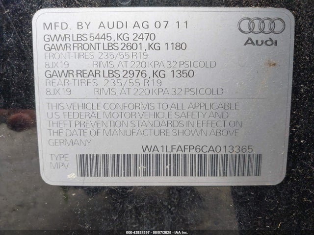 2012 AUDI Q5 WA1LFAFP6CA013365 Photo 8