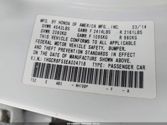 Honda lfa1 2014 1HGCR6F55EA004718 Image 9