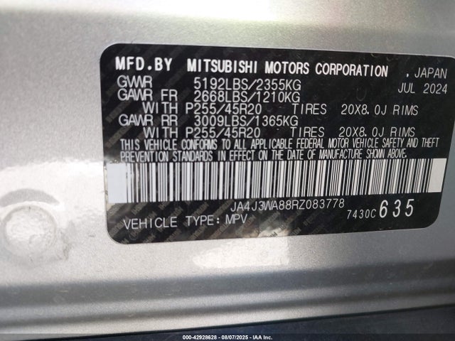 2024 MITSUBISHI OUTLANDER JA4J3WA88RZ083778 Photo 8