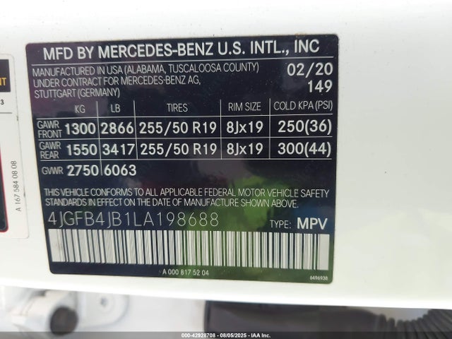 4JGFB4JB1LA198688 Mercedes-Benz m264