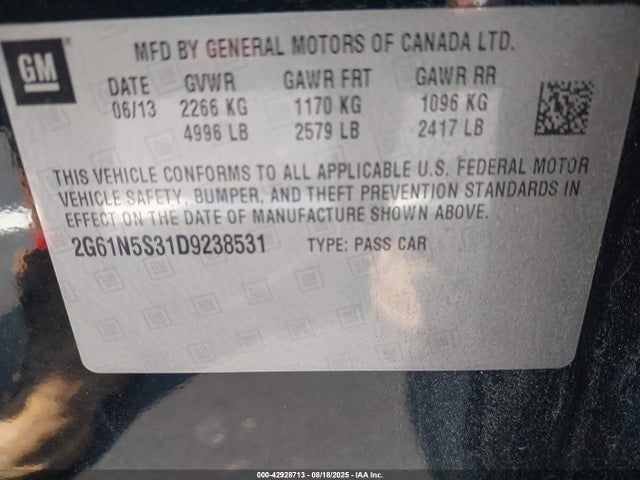 2013 CADILLAC XTS 2G61N5S31D9238531 Photo 8