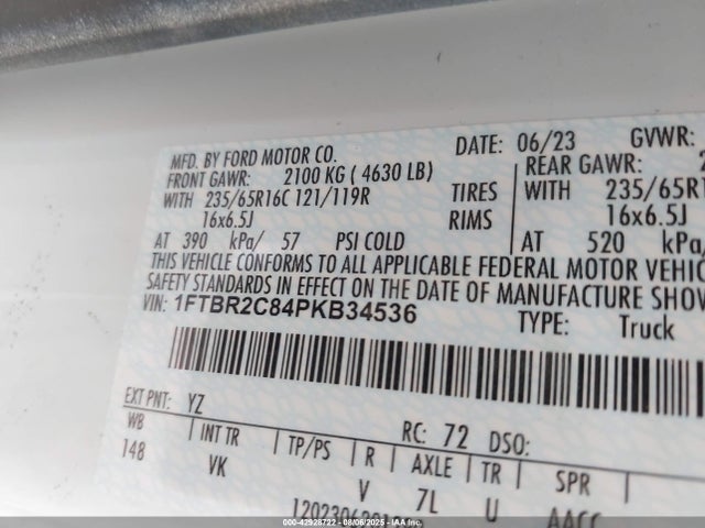 Ford 3.5l v6 cyclone 2023 1FTBR2C84PKB34536 Image 9