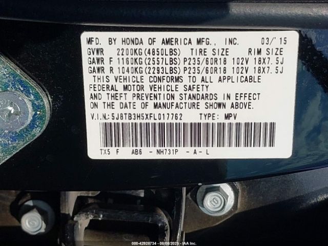 2015 ACURA RDX 5J8TB3H5XFL017762 Photo 8