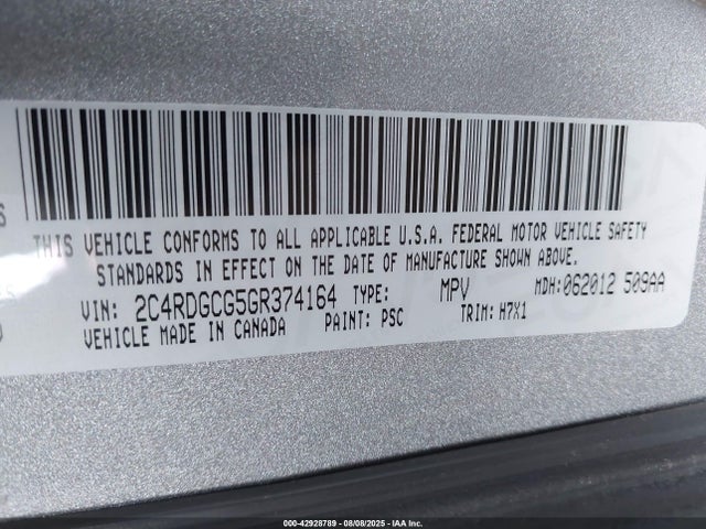 2C4RDGCG5GR374164 Dodge 2016