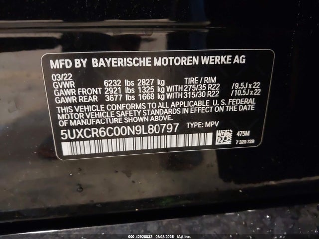 5UXCR6C00N9L80797 BMW X5
