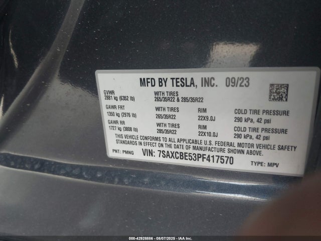 2023 TESLA MODEL X 7SAXCBE53PF417570 Photo 8