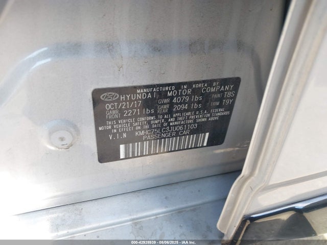 KMHC75LC3JU061103 Hyundai Ioniq