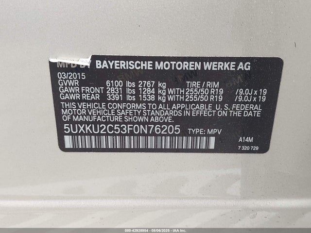 5UXKU2C53F0N76205 BMW X6