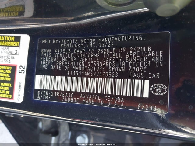 4T1G11AK5NU673623 Toyota a25a-fks