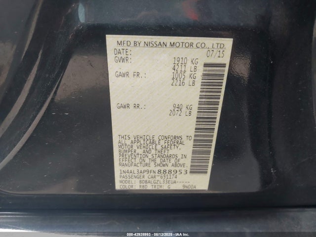 1N4AL3AP9FN888953 Nissan Altima