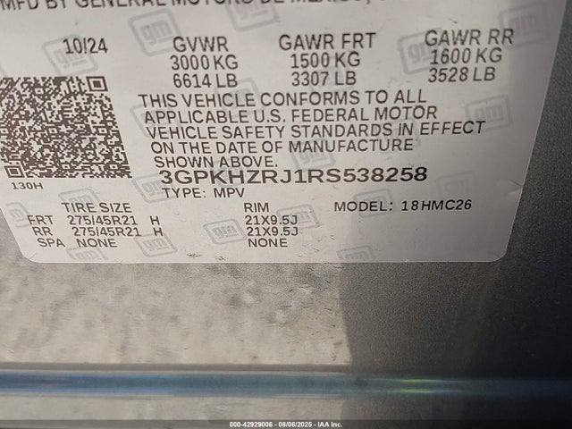 3GPKHZRJ1RS538258 Honda x0c+ec5