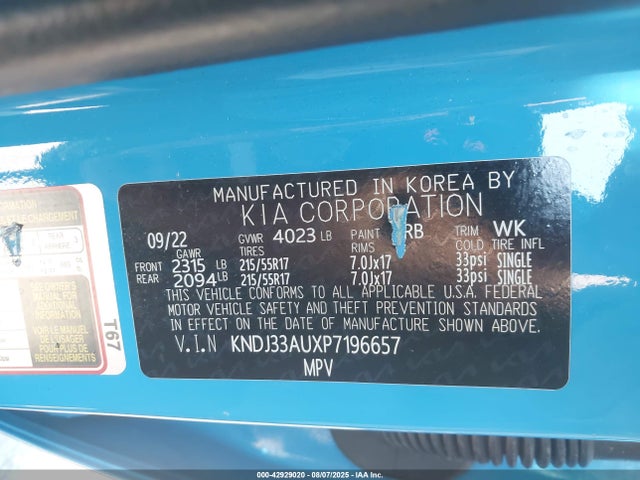 KNDJ33AUXP7196657 KIA mpi nu