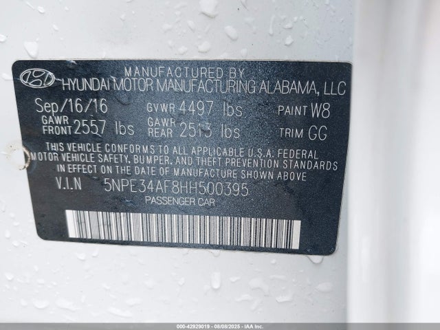 5NPE34AF8HH500395 Hyundai Sonata