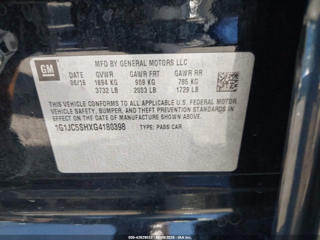 1G1JC5SHXG4180398 Chevrolet luw - e85 max