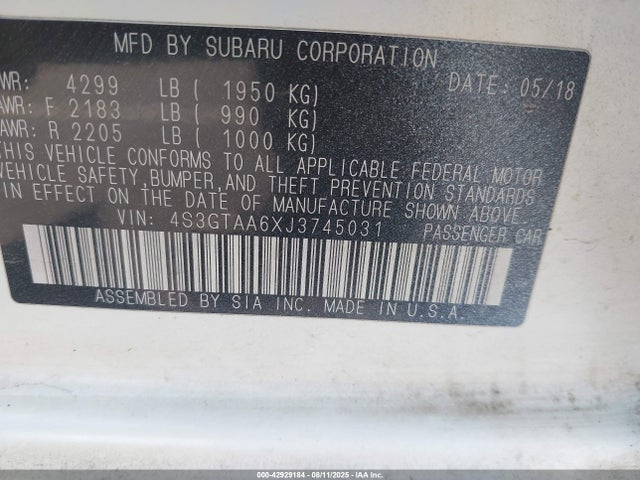 4S3GTAA6XJ3745031 Subaru Impreza
