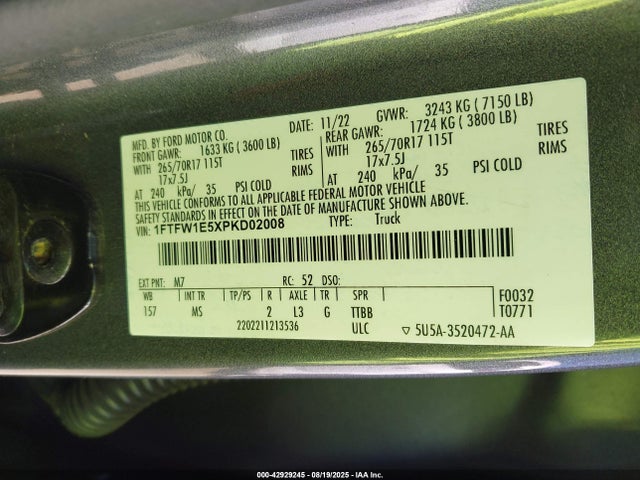 Ford 5.0l-4v 2023 1FTFW1E5XPKD02008 Image 9