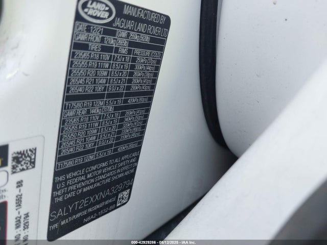 Land Rover aj20p 2022 SALYT2EXXNA329794 Image 9