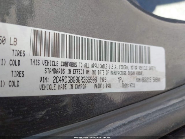Dodge Grand Caravan 2016 2C4RDGBG8GR365508 Image 9