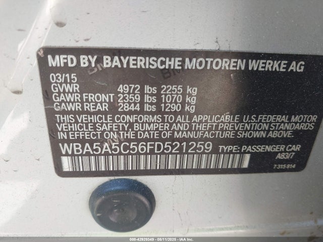 WBA5A5C56FD521259 BMW 528I
