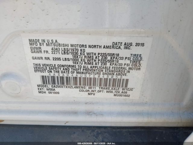 2015 MITSUBISHI OUTLANDER SPORT 4A4AR4AU6FE048058 Photo 8