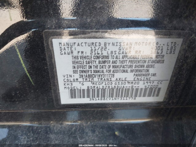 3N1AB8CV1NY311778 Nissan Sentra