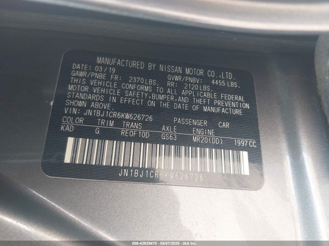 JN1BJ1CR6KW626726 Nissan 2019