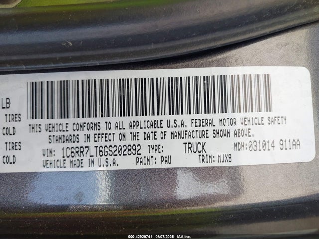 RAM 1500 2016 1C6RR7LT6GS202892 Image 9