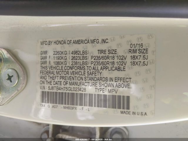 2016 ACURA RDX 5J8TB4H75GL023428 Photo 8