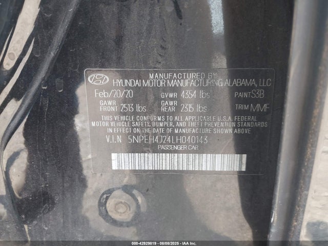 5NPEH4J24LH040143 Hyundai t-gdi gamma ii
