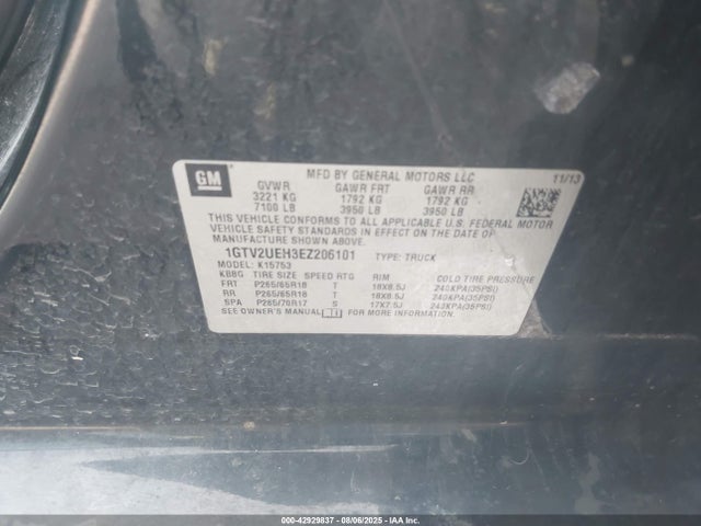 1GTV2UEH3EZ206101 GMC lv3 - vvt, aluminum, e85 max