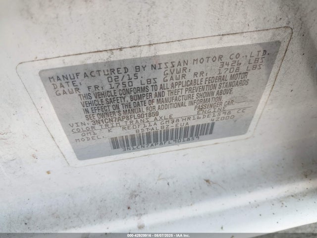 3N1CN7AP8FL901859 Nissan 2015