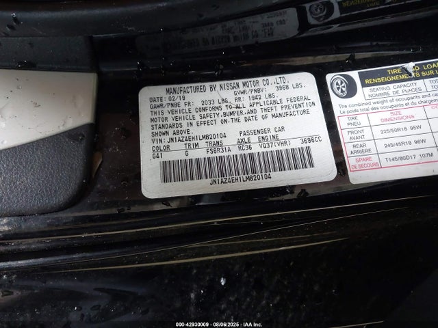 Продаж на аукціоні авто 2020 Nissan 370z Base 6-speed Manual, vin: JN1AZ4EH1LM820104, номер лоту: 42930009