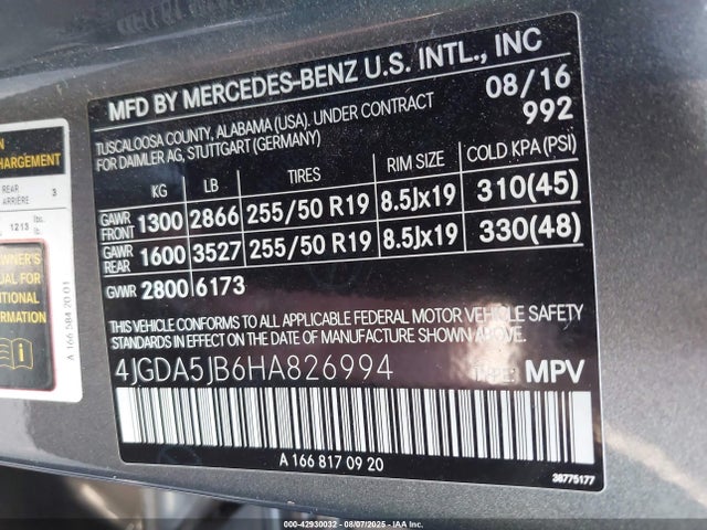 4JGDA5JB6HA826994 Mercedes-Benz m276