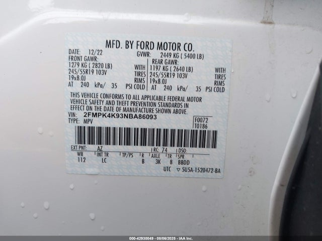 Ford gtdi 2022 2FMPK4K93NBA86093 Image 9