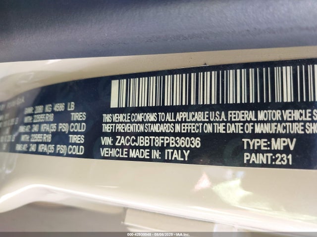 ZACCJBBT8FPB36036 Jeep 2015
