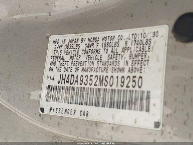 1991 ACURA INTEGRA JH4DA9352MS019250 Photo 8