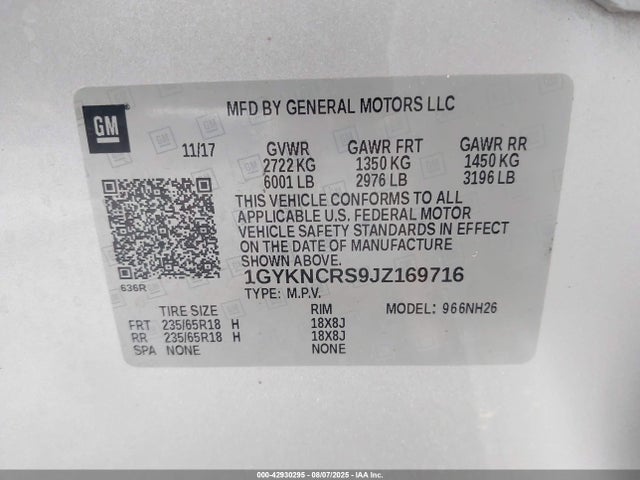 2018 CADILLAC XT5 1GYKNCRS9JZ169716 Photo 8