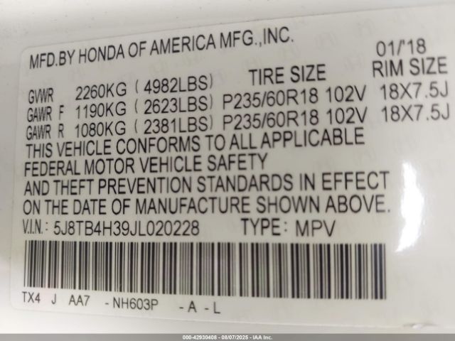 2018 ACURA RDX 5J8TB4H39JL020228 Photo 8