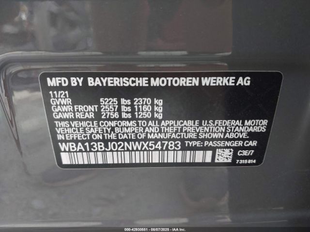 2022 BMW 530 WBA13BJ02NWX54783 Photo 8
