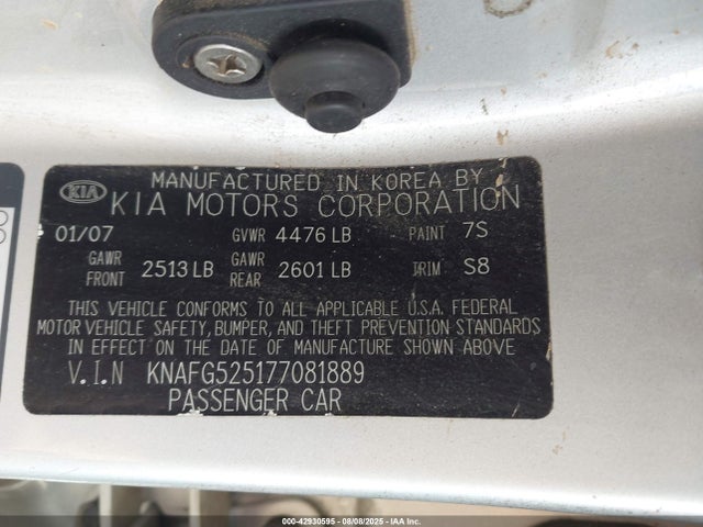 Продажа на аукционе авто 2007 Kia Rondo Lx, vin: KNAFG525177081889, номер лота: 42930595