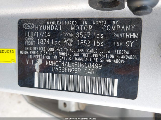 Hyundai dohc gdi gamma 2014 KMHCT4AEXEU668499 Image 9