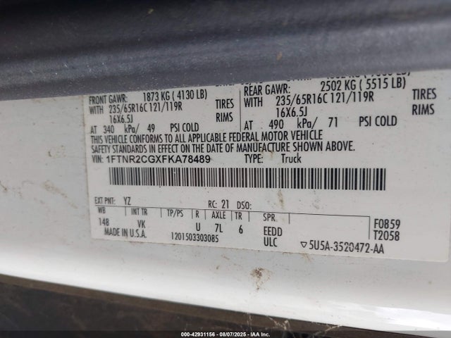 1FTNR2CGXFKA78489 Ford 2015
