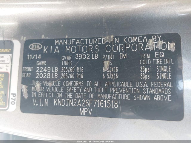 KIA dohc gdi gamma 2015 KNDJN2A26F7161518 Image 9
