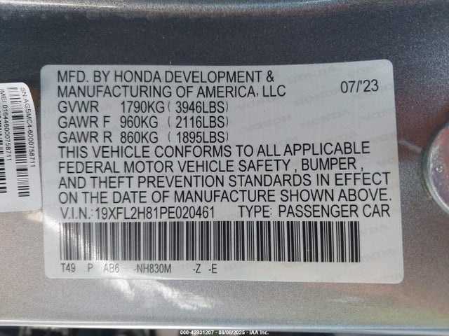 Honda k20c2 2023 19XFL2H81PE020461 Image 9
