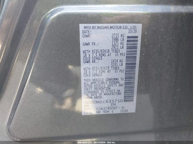 Nissan 2020 2020 5N1DR2BN2LC635750 Image 9