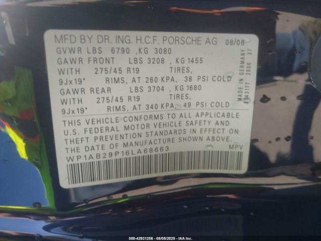 2006 PORSCHE CAYENNE WP1AB29P16LA68663 Photo 8