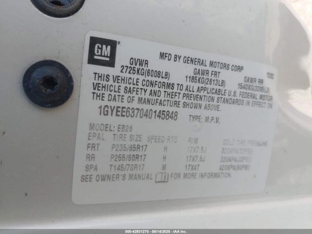 2004 CADILLAC SRX 1GYEE637040145848 Photo 8